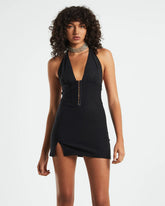 Valery Hook Front Corset Mini Dress in Black