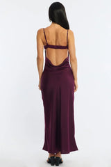 Red Midi Dress Ribbon Detail Satin