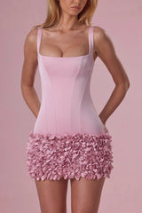 Satin Mini Dress in Blush Pink