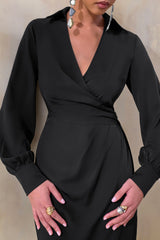 Vita | Black Plunge-Neck Wrap Maxi Dress
