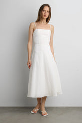 LINEN BLEND MIDI DRESS