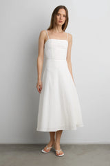 LINEN BLEND MIDI DRESS