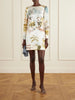 Printed satin mini dress