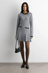 CONTRAST TRIM PLEATED MINI DRESS