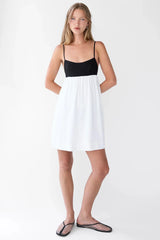 CONTRAST BABYDOLL MIDI DRESS