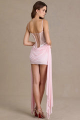 Embellished Lace Corset Mini Dress in Blossom