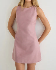 Ayana Backless Mini Dress in Linen Dusty Rose