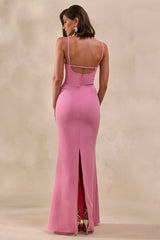 Zavira | Pink Square-Neck Maxi Dress