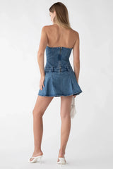 DENIM TUBE MINI DRESS