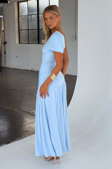 Aveline Strapless Wrap Maxi Dress - Blue