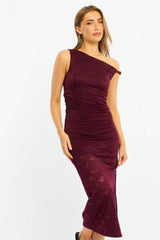 Red Off Shoulder Midi Dress