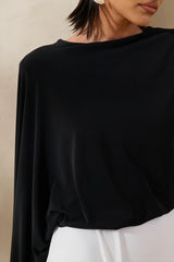 Carenza | Black & White Wide-Neck Maxi Dress With Cape-Sleeve