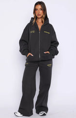Proving Myself Wrong Wide Leg Sweatpants Charcoal
