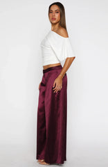 Always Punctual Wide Leg Pants Wine
