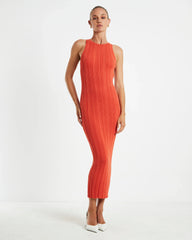 Lucinda Cut Out Midi Dress Burnt Red