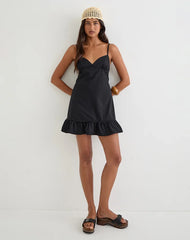 Tavita Mini Dress in Poplin Black