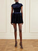 Pleated velvet turtleneck mini dress
