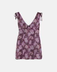 Carmila Mini Dress in Chiffon Floral Purple