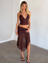 ZINNIA MIDI SKIRT - CHOCOLATE
