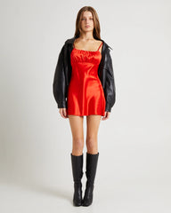 Ivy Ruched Silky Slip Mini Dress