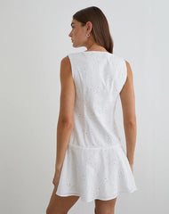 Raspati Mini Dress in Broderie White