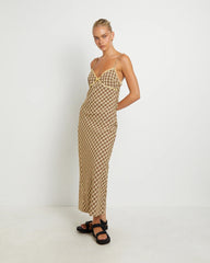 Jenny Plaid Bias Midi Dress in Assorted