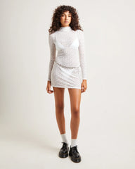 Eleanor Lace Sheer Mini Dress White