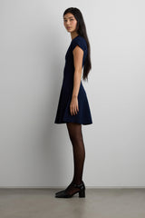 RIBBED FIT AND FLARE MINI DRESS