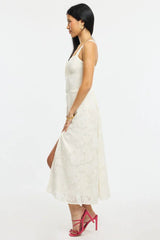 White Midi Dress Burn Out