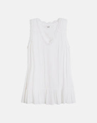 Manika Plunge Babydoll Mini Dress in Rayon White