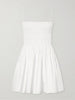 Shirred cotton mini dress