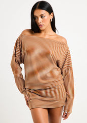 Dara Stripe Off Shoulder Mini Dress
