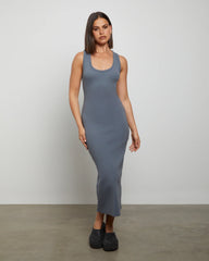 Racer Back Midi Dress in Slate Grey
