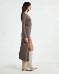 Mara Wrap Knit Midi Dress Mocha