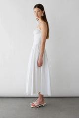 COTTON POPLIN CORSET MIDI DRESS