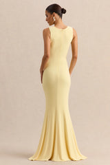 Holly | Lemon Plunge-Neck Maxi Dress With Twist-Detail