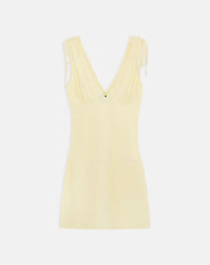 Carmila Gathered Mini Dress in Jersey Lemon