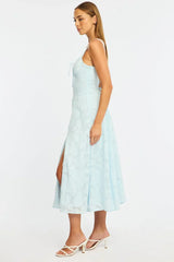 Blue Midi Dress Burn Out