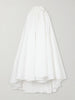 Tie-detailed pleated cotton mini dress