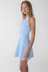 COLLARED HALTER NECK MINI DRESS