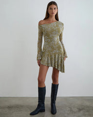 Ruhato Mini Dress in Moss Petal Olive