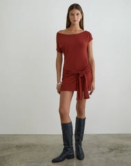 Genya Mini Dress in Jersey Fired Brick