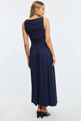 Blue Maxi Dress Boat Neck