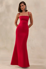 Zavira | Red Square-Neck Maxi Dress