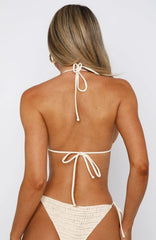 Kings Beach Crochet Bikini Top Cream