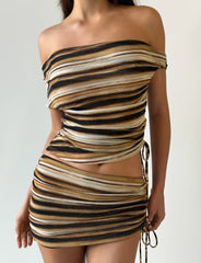 BRAELYN MINI SKIRT  - BROWN STRIPE
