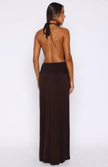 She's Got That Look Halter Neck Maxi Dress Dark Chocolate