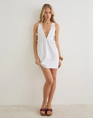Fatima Mini Dress in Poplin White