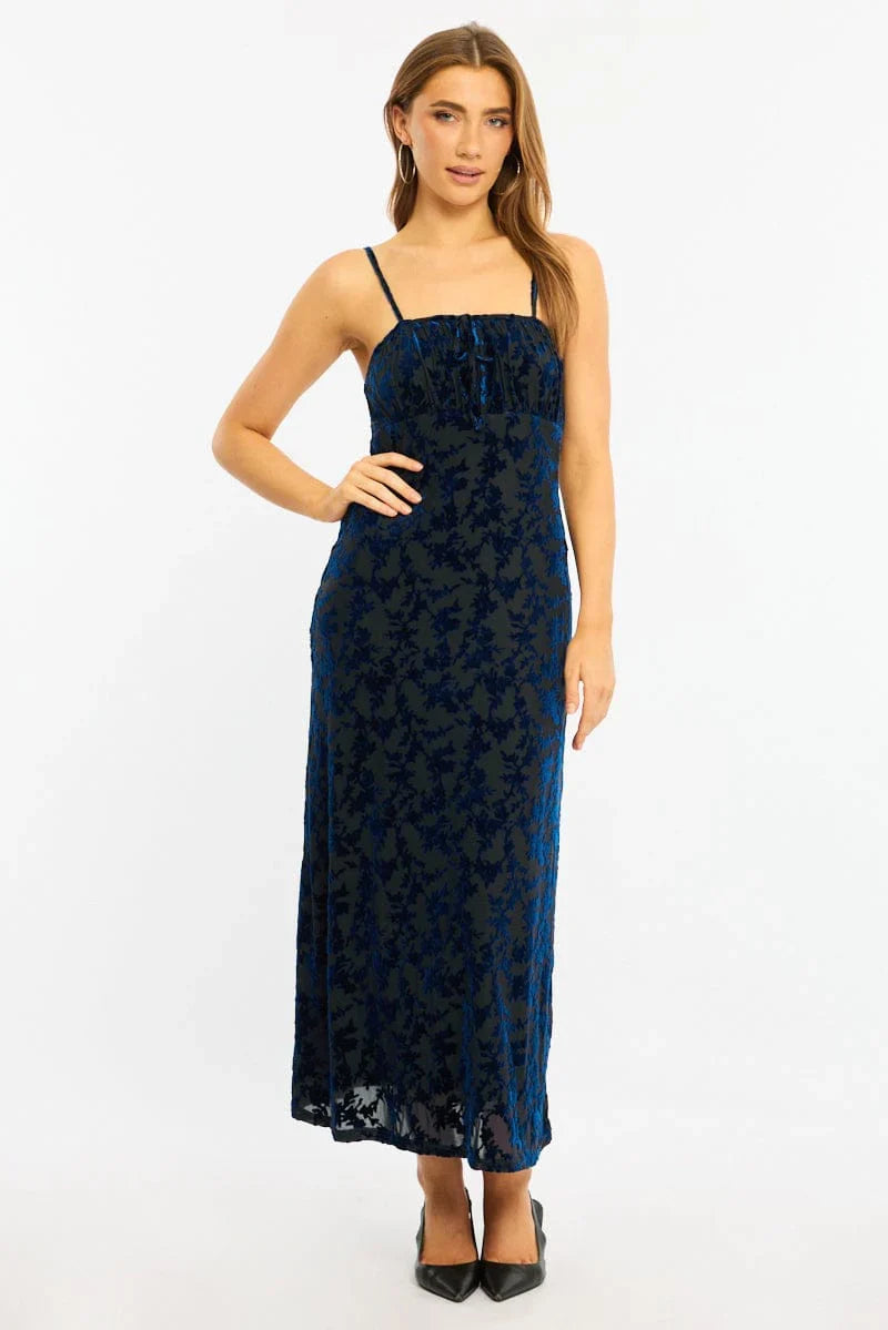 Blue Midi Dress Strappy