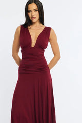 Red Midi Dress Hanky Hem